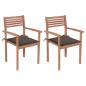 Preview: ARDEBO.de - Gartenstühle 2 Stk. mit Taupe Kissen Massivholz Teak