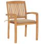 Preview: Gartenstühle 2 Stk. mit Beige Kissen Massivholz Teak