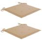 Preview: Gartenstühle 2 Stk. mit Beige Kissen Teak Massivholz 