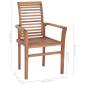 Preview: Essstühle 4 Stk. mit Cremeweißen Kissen Massivholz Teak