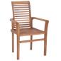 Preview: Essstühle 4 Stk. mit Cremeweißen Kissen Massivholz Teak