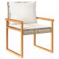 Preview: 3-tlg. Bistro-Set mit Kissen Beige Poly Rattan Akazienholz