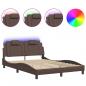 Preview: ARDEBO.de - Bettgestell mit LED Braun 140x190 cm Kunstleder