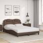 Preview: Bettgestell mit LED Braun 140x190 cm Kunstleder
