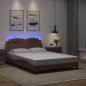 Preview: Bettgestell mit LED Braun 140x190 cm Kunstleder