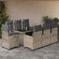 Preview: ARDEBO.de - 9-tlg. Garten-Essgruppe mit Kissen Hellgrau Poly Rattan