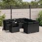 Preview: ARDEBO.de - 9-tlg. Garten-Sofagarnitur mit Kissen Schwarz Poly Rattan