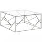 Preview: ARDEBO.de - Couchtisch Silbern Edelstahl und Hartglas