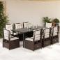 Preview: ARDEBO.de - 9-tlg. Garten-Essgruppe mit Kissen Braun Poly Rattan