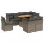 Preview: 9-tlg. Garten-Sofagarnitur mit Kissen Grau Poly Rattan