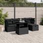 Preview: ARDEBO.de - 6-tlg. Garten-Sofagarnitur mit Kissen Schwarz Poly Rattan