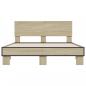 Preview: Bettgestell Sonoma-Eiche 140x200 cm Holzwerkstoff und Metall