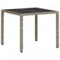 Preview: 3-tlg. Garten-Essgruppe mit Kissen Hellgrau Poly Rattan Glas