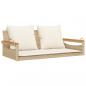Preview: Hängebank mit Kissen Beige 109x62x40 cm Poly Rattan