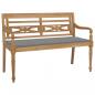 Preview: ARDEBO.de - Batavia-Gartenbank mit Grauem Kissen 120 cm Teak Massivholz