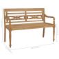 Preview: Batavia-Gartenbank mit Grauem Kissen 120 cm Teak Massivholz