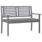 Preview: 2-Sitzer-Gartenbank mit Auflage 120 cm Grau Eukalyptusholz