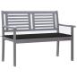Preview: ARDEBO.de - 2-Sitzer-Gartenbank mit Auflage 120 cm Grau Eukalyptusholz
