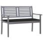 Preview: 2-Sitzer-Gartenbank mit Auflage 120 cm Grau Eukalyptusholz