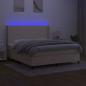 Preview: Boxspringbett mit Matratze & LED Creme 180x200 cm Stoff