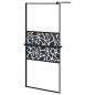Preview: Duschwand mit Ablage für Walk-In-Dusche Schwarz 90x195 cm ESG