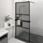 Preview: ARDEBO.de - Duschwand mit Ablage für Walk-In-Dusche Schwarz 90x195 cm ESG