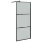 Preview: Duschwand mit Ablage für Walk-In-Dusche Schwarz 90x195 cm ESG
