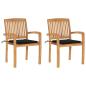 Preview: ARDEBO.de - Gartenstühle 2 Stk. mit Schwarzen Kissen Massivholz Teak