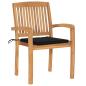 Preview: Gartenstühle 2 Stk. mit Schwarzen Kissen Massivholz Teak