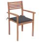 Preview: Gartenstühle 4 Stk. mit Anthrazit Kissen Massivholz Teak