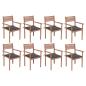 Preview: ARDEBO.de - Stapelbare Gartenstühle mit Kissen 8 Stk. Massivholz Teak