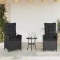 Preview: ARDEBO.de - Gartensessel mit Kissen 2 Stk. Verstellbar Schwarz Poly Rattan