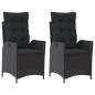 Preview: Gartensessel mit Kissen 2 Stk. Verstellbar Schwarz Poly Rattan