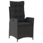 Preview: Gartensessel mit Kissen 2 Stk. Verstellbar Schwarz Poly Rattan