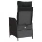 Preview: Gartensessel mit Kissen 2 Stk. Verstellbar Schwarz Poly Rattan