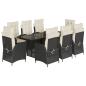 Preview: 9-tlg. Garten-Essgruppe mit Kissen Schwarz Poly Rattan