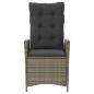 Preview: Gartensessel Verstellbar mit Kissen Grau Poly Rattan