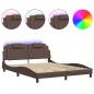 Preview: Bettgestell mit LED Braun 160x200 cm Kunstleder