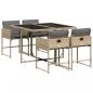 Preview: 5-tlg. Garten-Essgruppe mit Kissen Beigemischung Poly Rattan