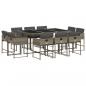 Preview: 11-tlg. Garten-Essgruppe mit Kissen Grau Poly Rattan