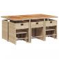 Preview: 11-tlg. Garten-Essgruppe mit Kissen Beige Poly Rattan