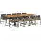 Preview: 11-tlg. Garten-Essgruppe mit Kissen Grau Poly Rattan