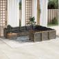 Preview: ARDEBO.de - 11-tlg. Garten-Sofagarnitur mit Kissen Grau Poly Rattan