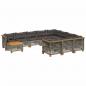 Preview: 11-tlg. Garten-Sofagarnitur mit Kissen Grau Poly Rattan