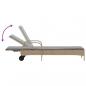 Preview: Sonnenliege mit Rollen und Auflage Beige Poly Rattan