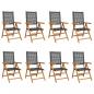 Preview: Gartenstuhl Verstellbar 8 Stk. Schwarz Poly Rattan Massivholz