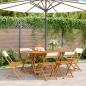 Preview: ARDEBO.de - Gartenstühle 6 Stk. Klappbar Cremeweiß Stoff und Massivholz