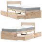 Preview: Bett mit Schubladen und Matratze 90x190 Massivholz Kiefer