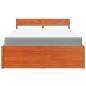 Preview: Bett mit Schubladen und Matratze Wachsbraun 140x190 Massivholz