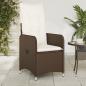 Preview: ARDEBO.de - Gartensessel mit Kissen 2 Stk. Verstellbar Braun Poly Rattan